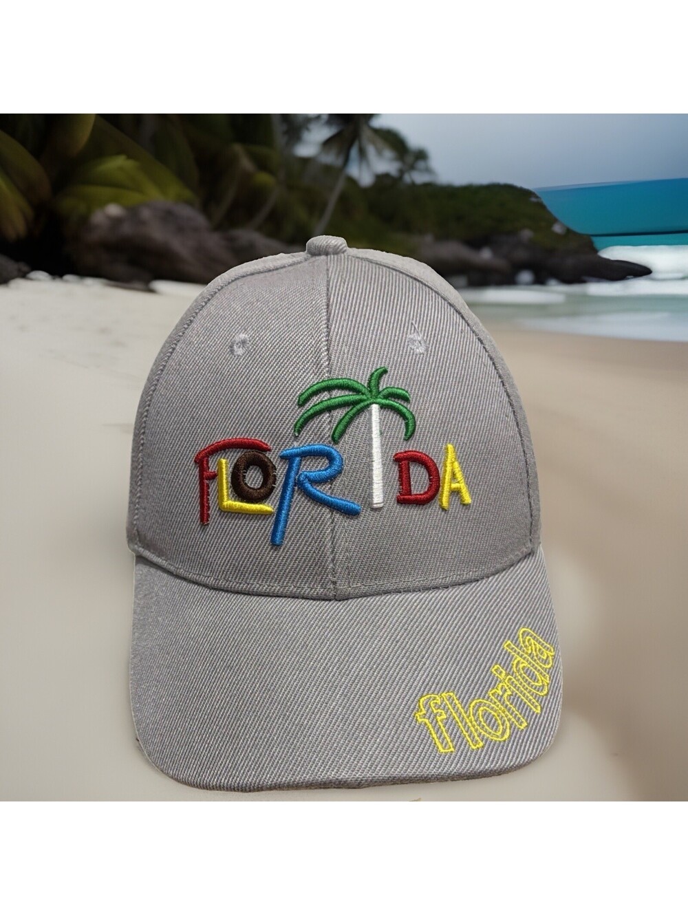 Florida Palm Trees Sun Poolside Spring Break Party Beaches Grey Baseball Cap